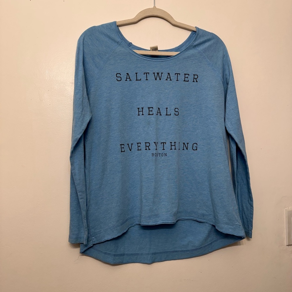 Blue Green Relaxed Long Sleeve Tee